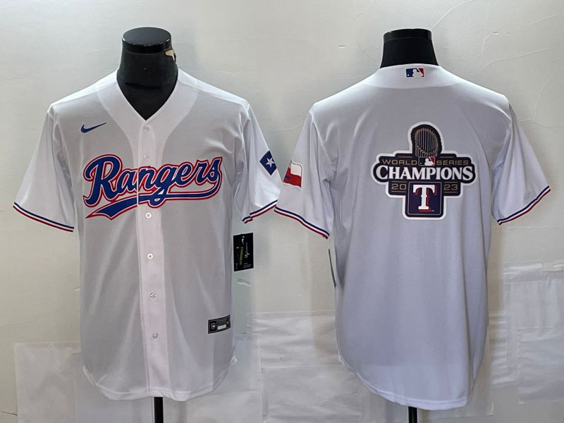 Men Texas Rangers Blank White Game Nike 2023 MLB Jersey style 3